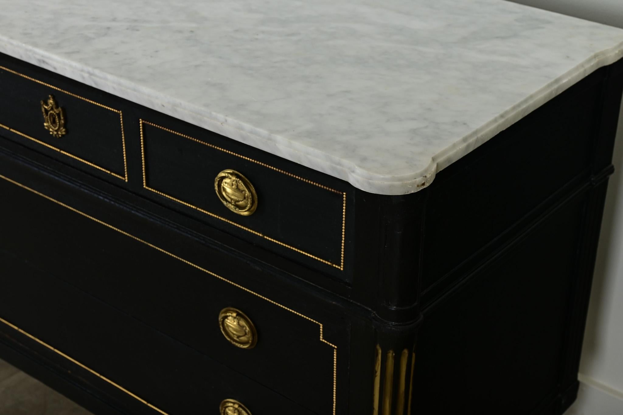 19th Century French Louis XVI Style Ebonized Commode
