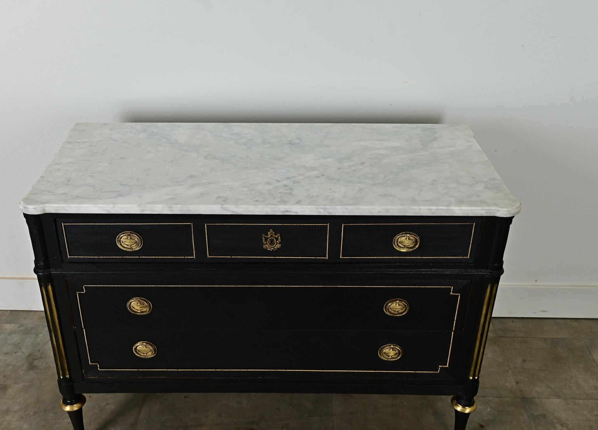 French Louis XVI Style Ebonized Commode 1