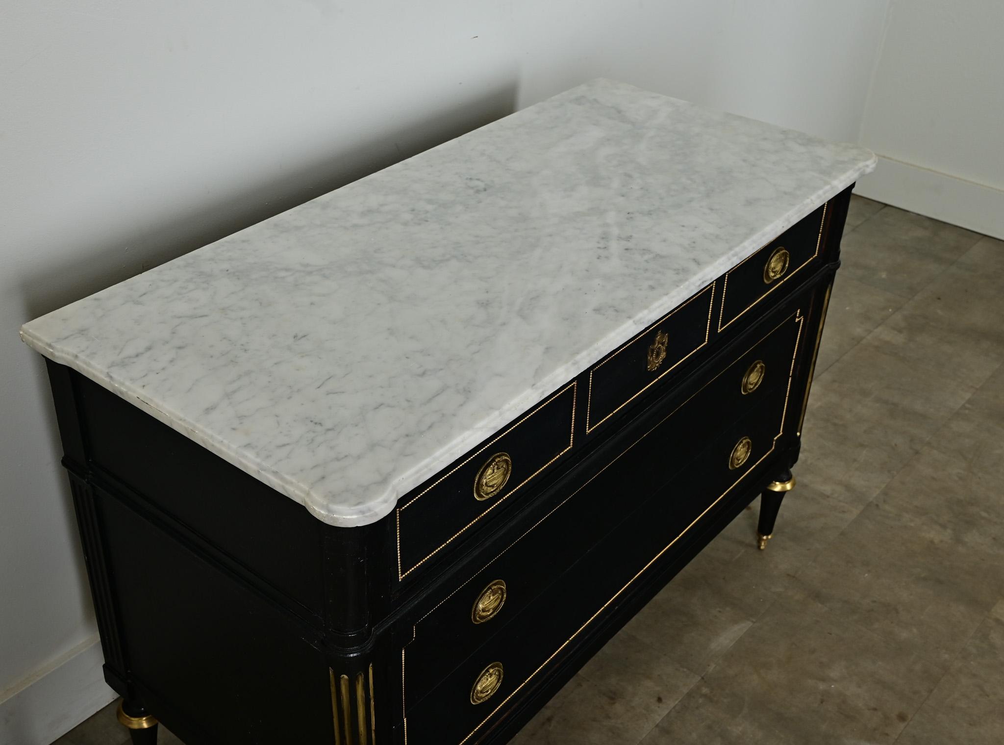 French Louis XVI Style Ebonized Commode 2
