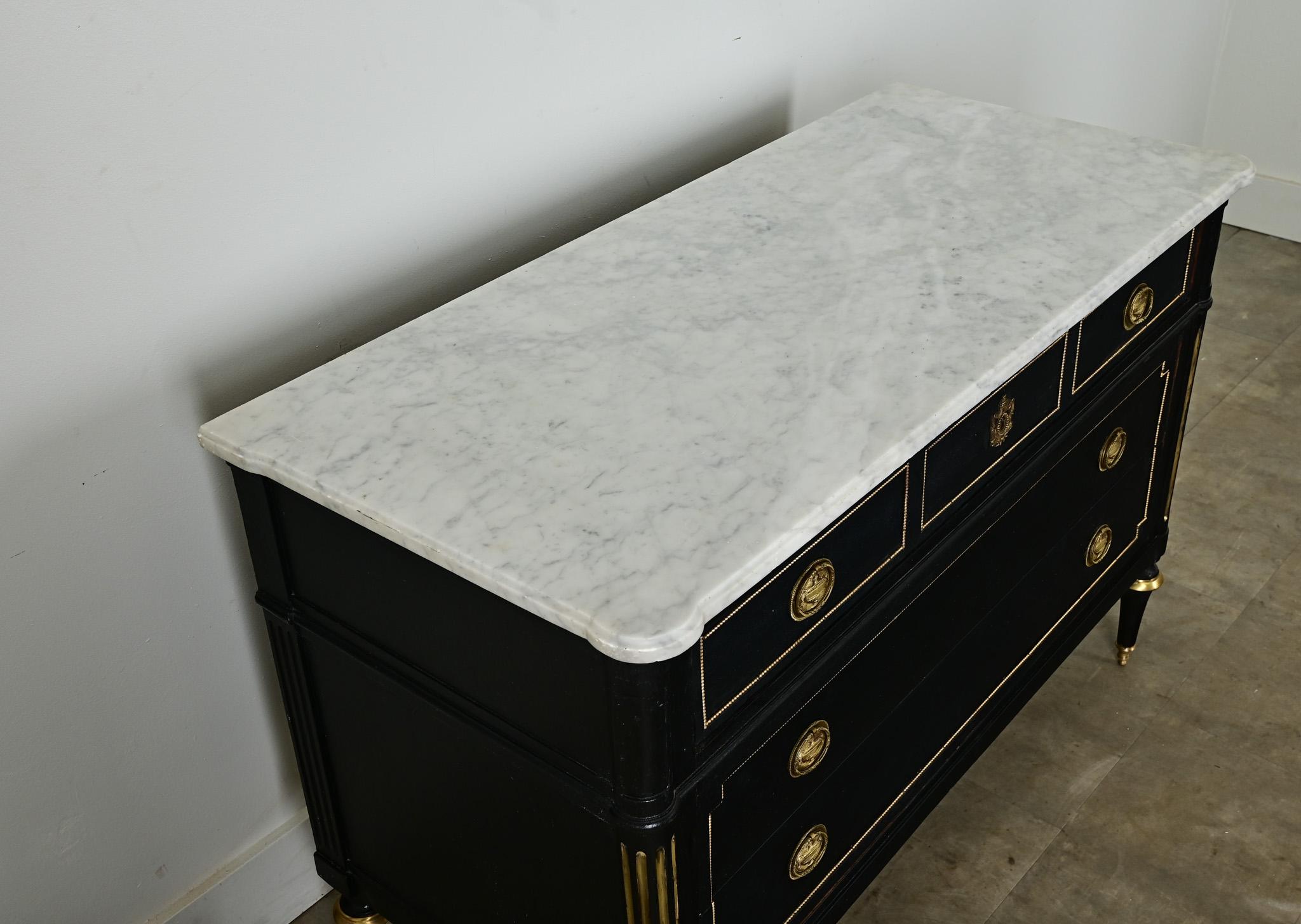 French Louis XVI Style Ebonized Commode 3