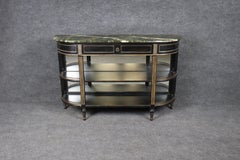 French Louis XVI style Ebonized Demilune Marble Top Sideboard