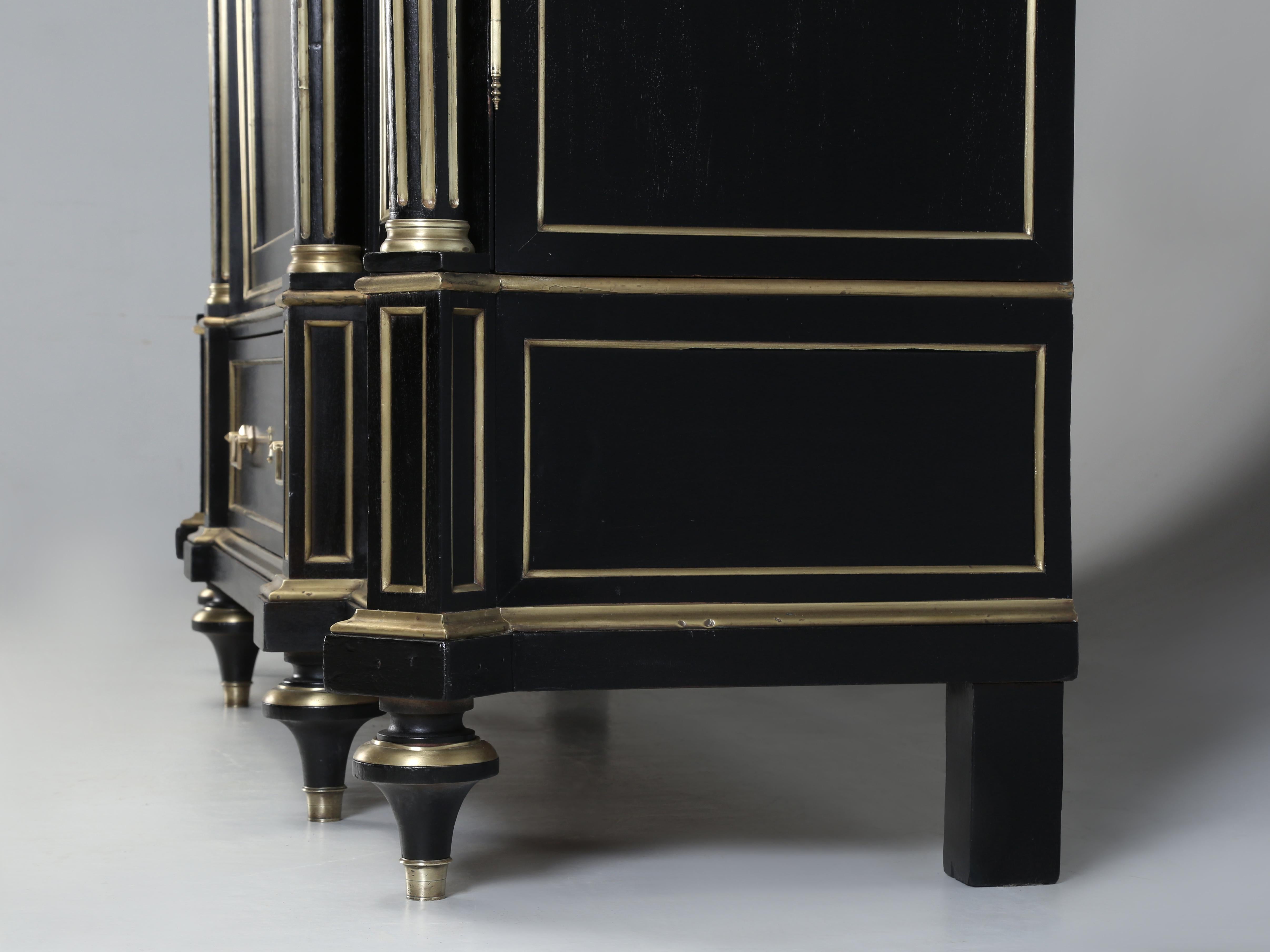 French Louis XVI Style Ebonized Mahogany Bookcase, Armoire Restored c1800's For Sale 5