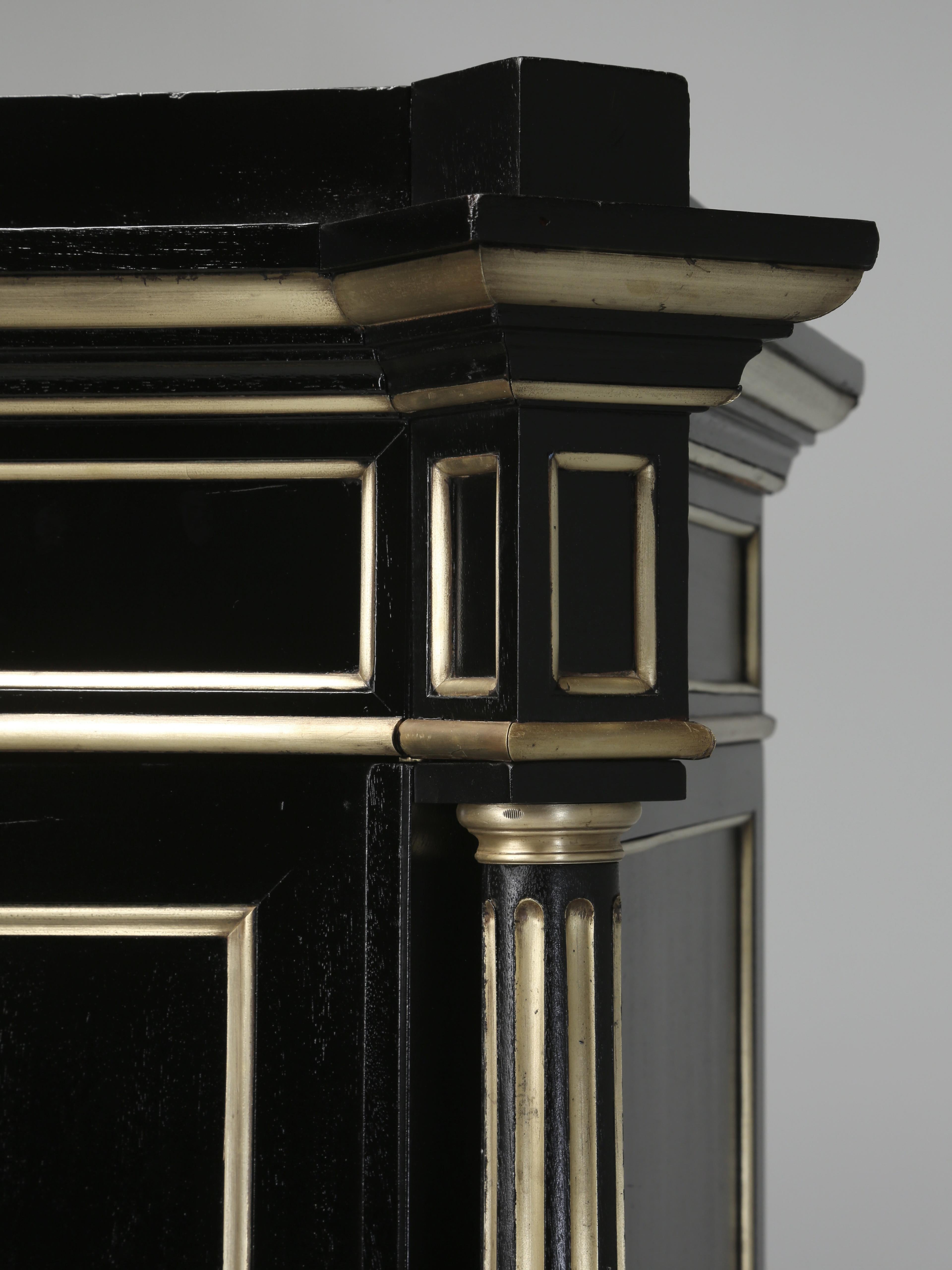 French Louis XVI Style Ebonized Mahogany Bookcase, Armoire Restored c1800's For Sale 1