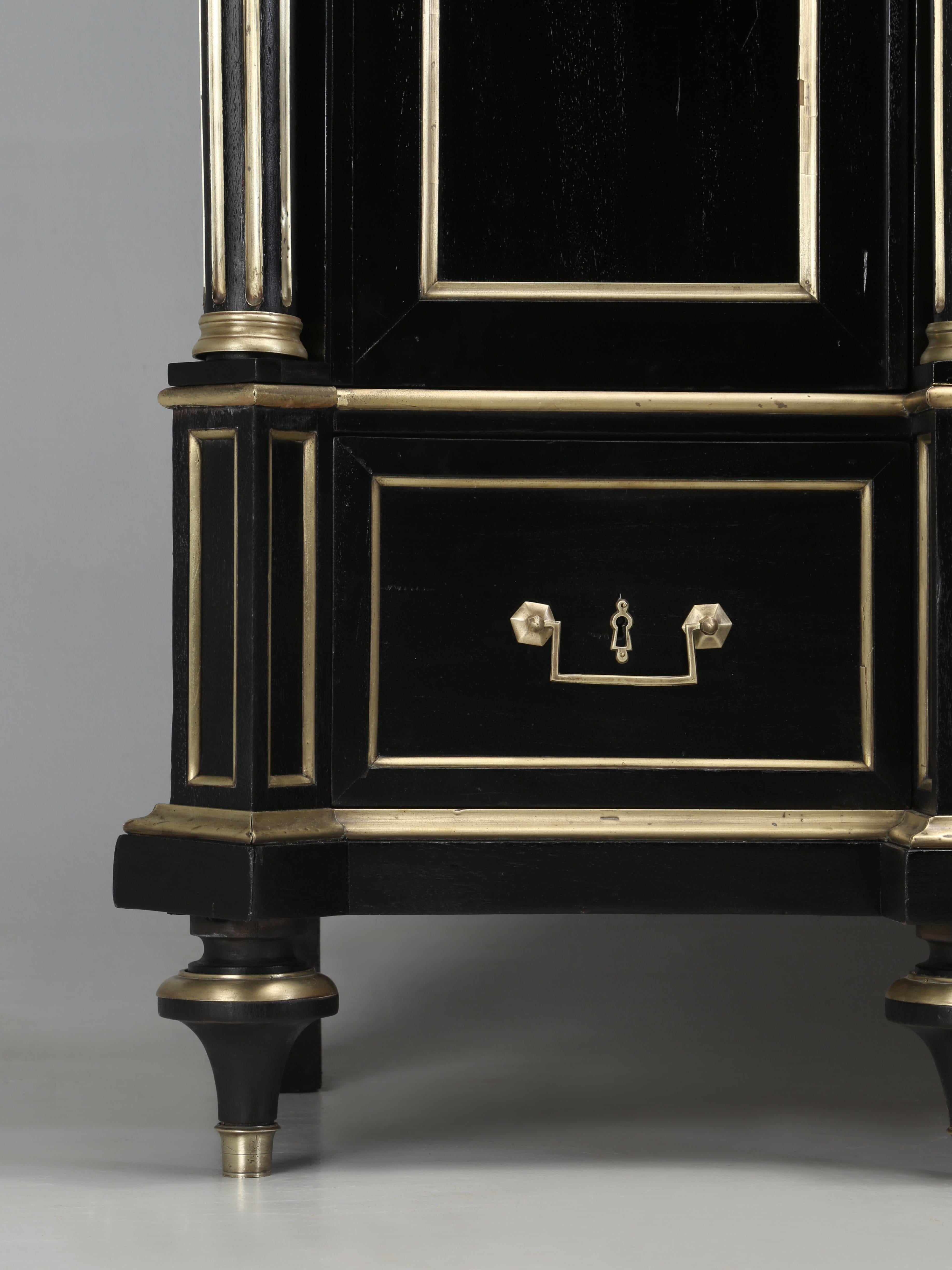 French Louis XVI Style Ebonized Mahogany Bookcase, Armoire Restored c1800's For Sale 3