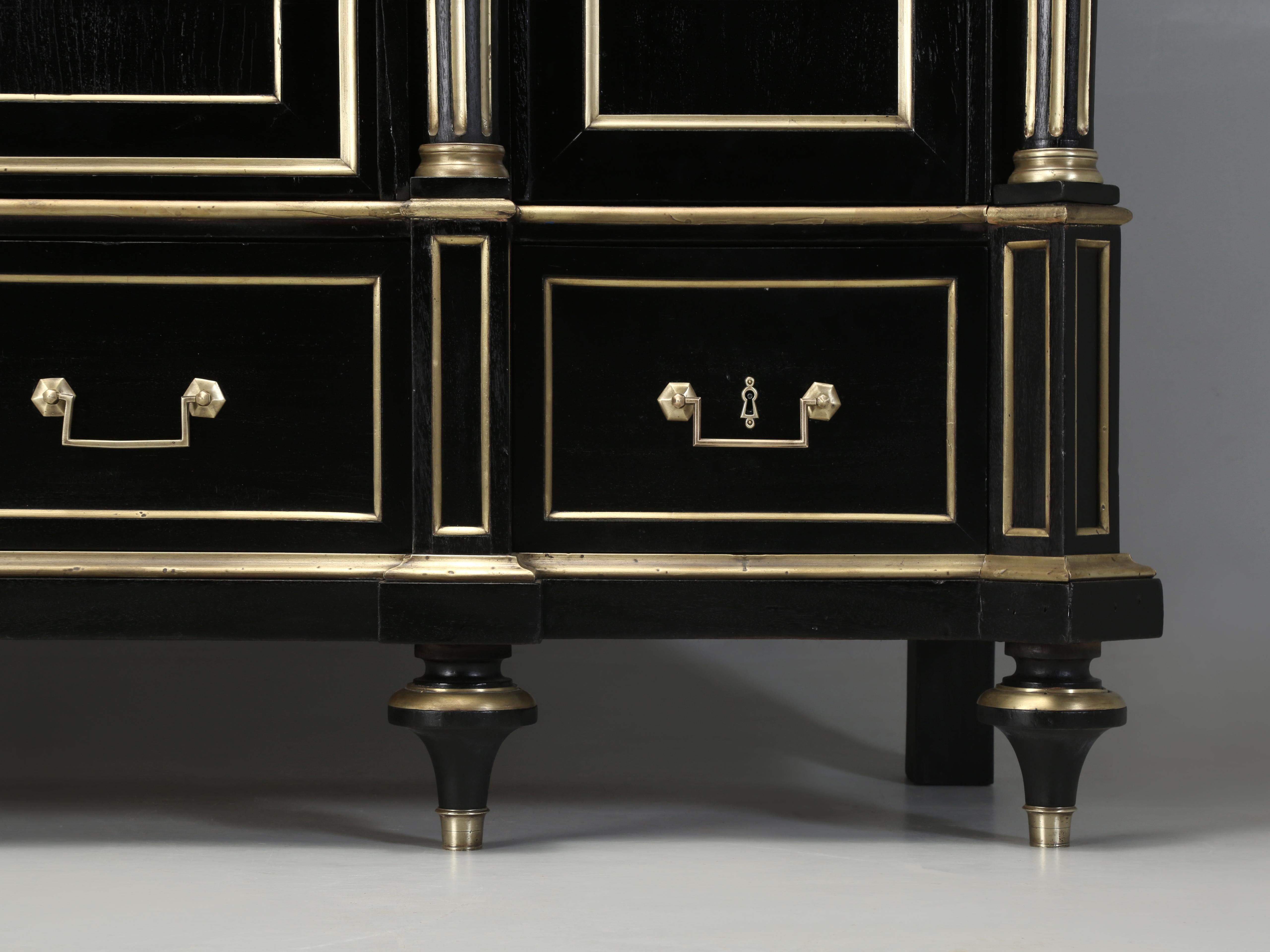 French Louis XVI Style Ebonized Mahogany Bookcase, Armoire Restored c1800's For Sale 4
