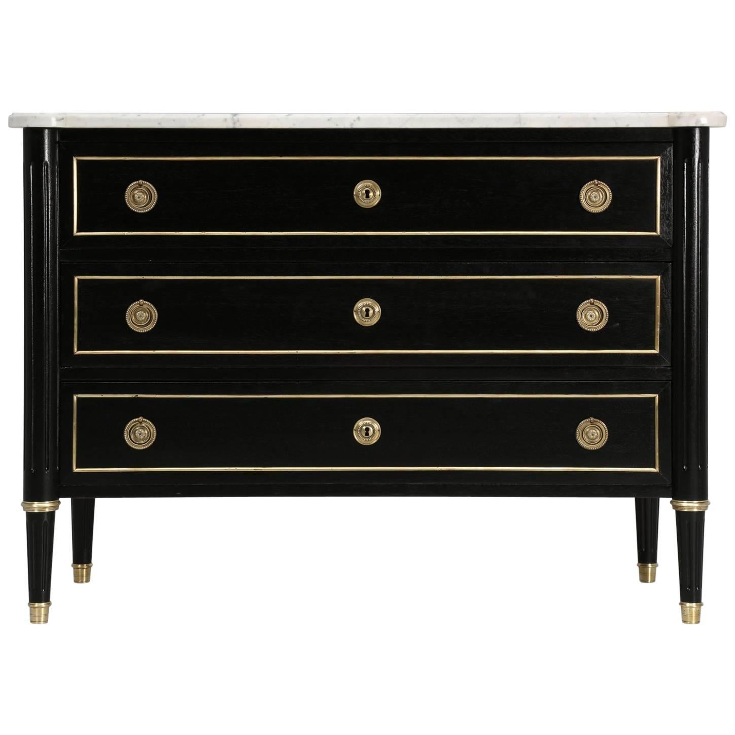 French Louis XVI Style Ebonized Mahogany Commode