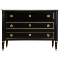 French Louis XVI Style Ebonized Mahogany Commode