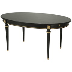 French Louis XVI Style Ebonized Mahogany Dining Table