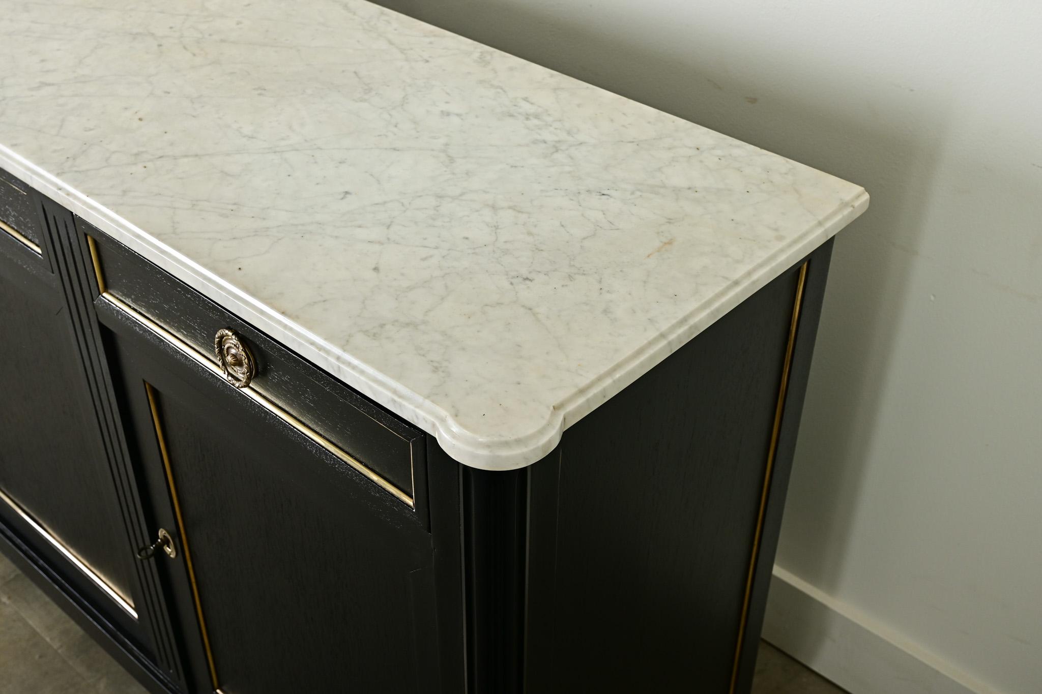 Französische Enfilade im Louis-XVI.-Stil, ebonisiert und aus Marmor im Angebot 3