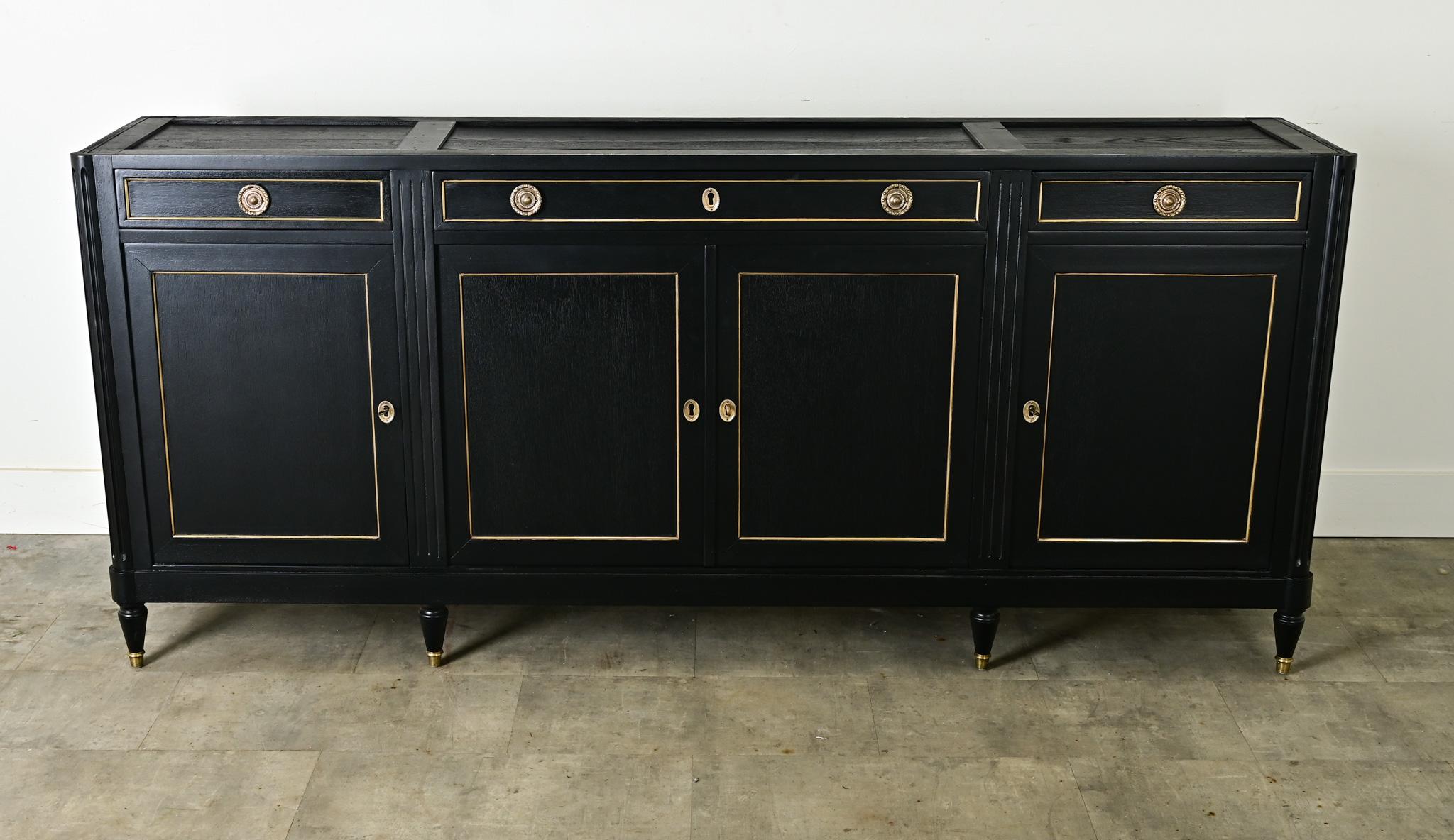 Französische Enfilade im Louis-XVI.-Stil, ebonisiert und aus Marmor im Angebot 7