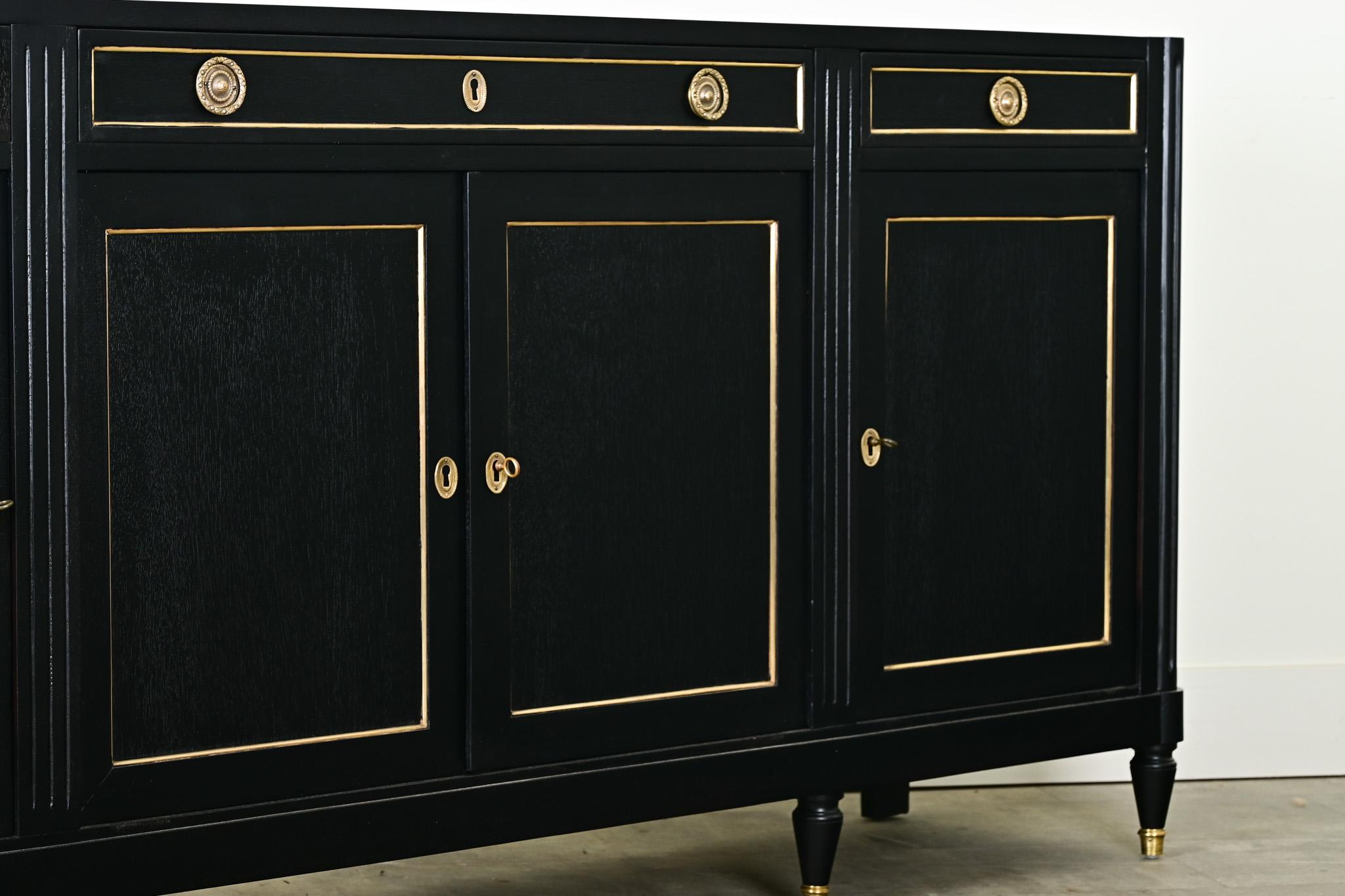 Französische Enfilade im Louis-XVI.-Stil, ebonisiert und aus Marmor im Angebot 8