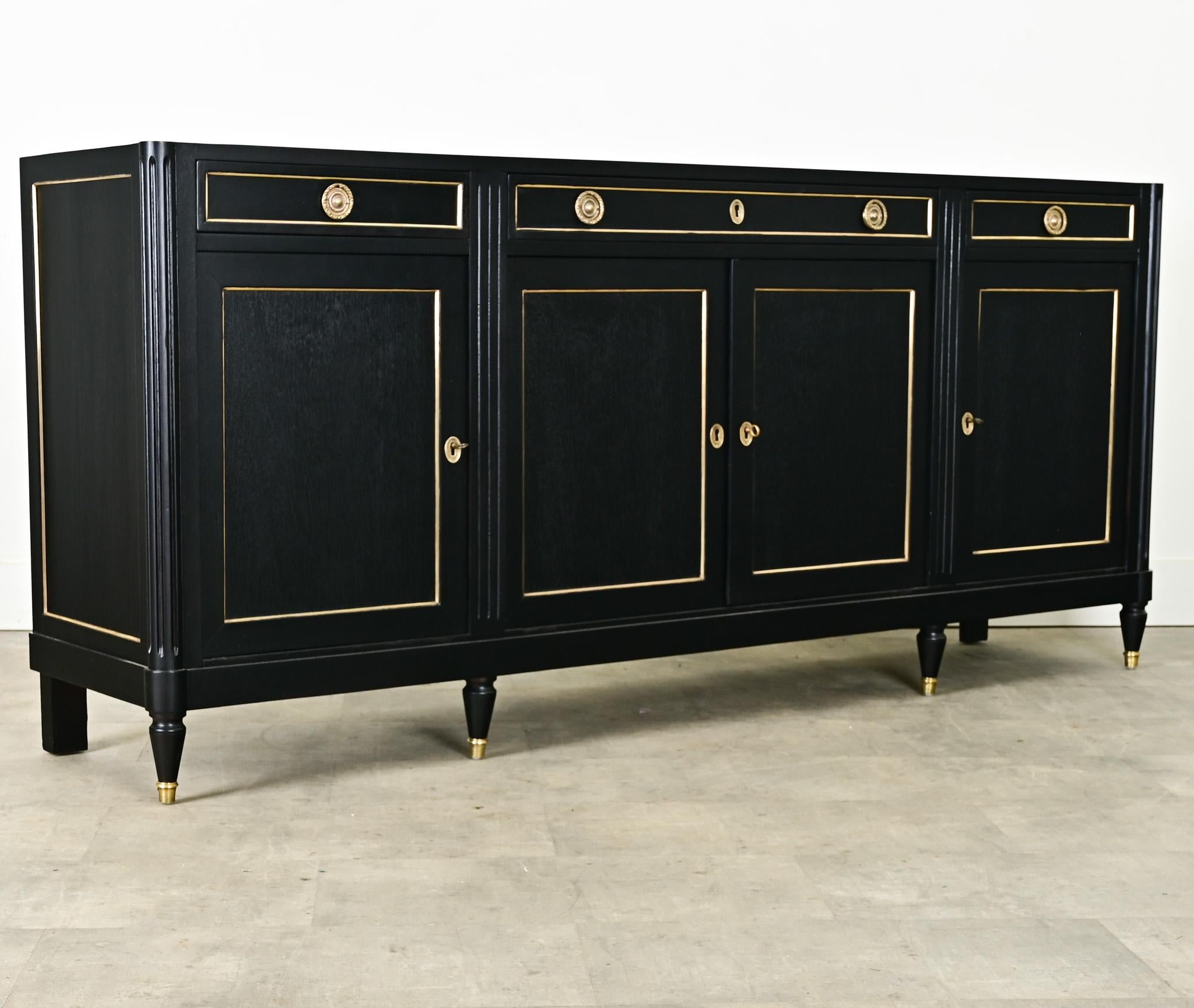 Französische Enfilade im Louis-XVI.-Stil, ebonisiert und aus Marmor im Angebot 9