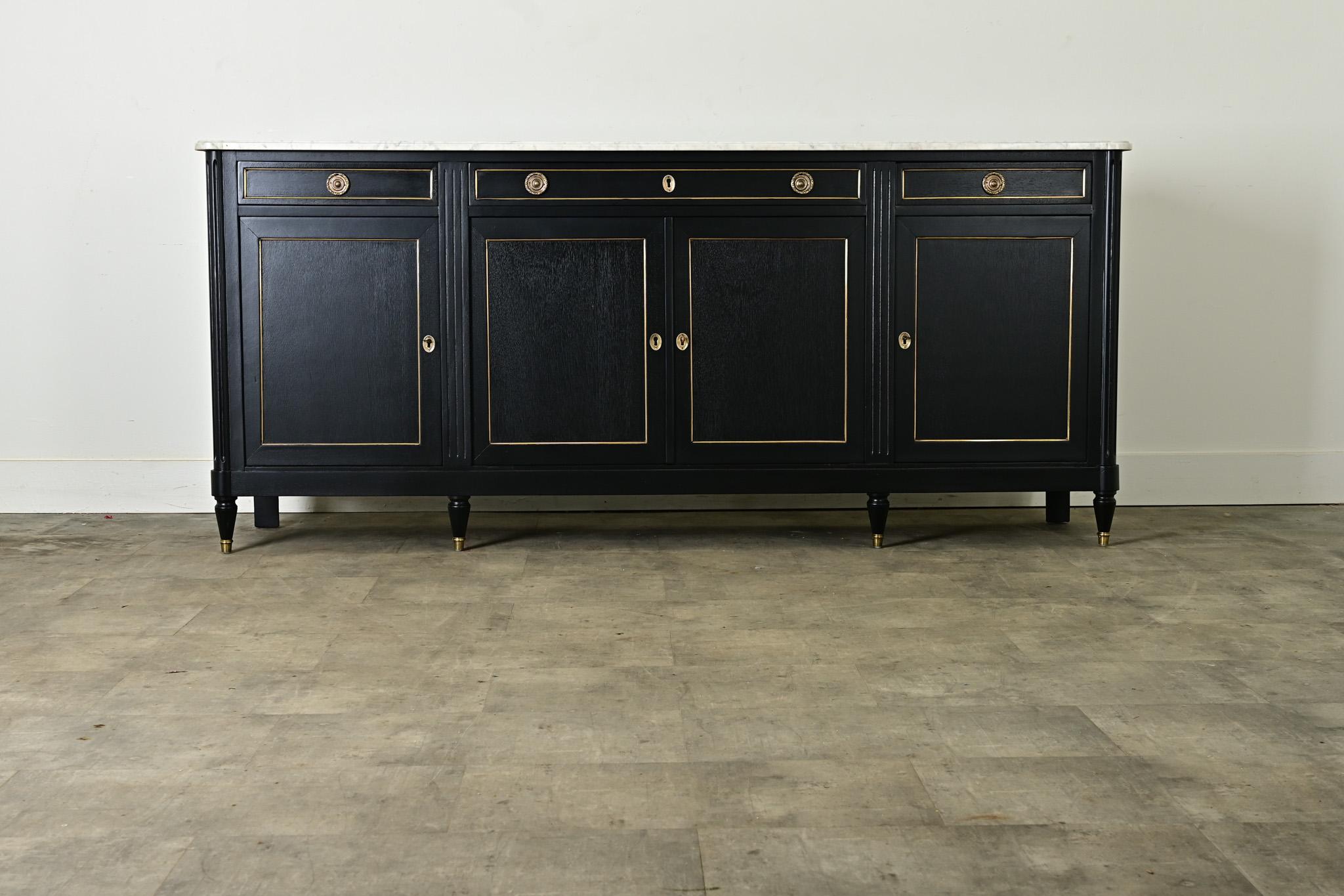 Französische Enfilade im Louis-XVI.-Stil, ebonisiert und aus Marmor (Louis XVI.) im Angebot
