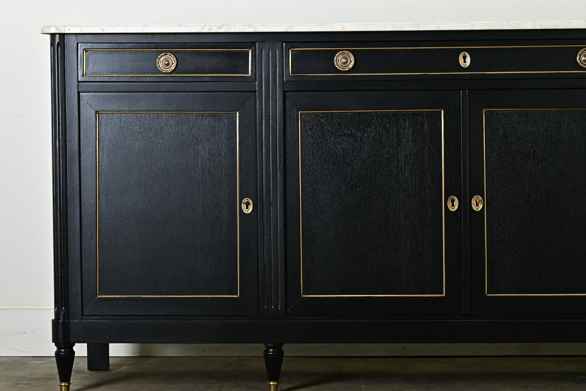 Französische Enfilade im Louis-XVI.-Stil, ebonisiert und aus Marmor (19. Jahrhundert) im Angebot