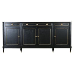 Antique French Louis XVI Style Ebonized & Marble Enfilade