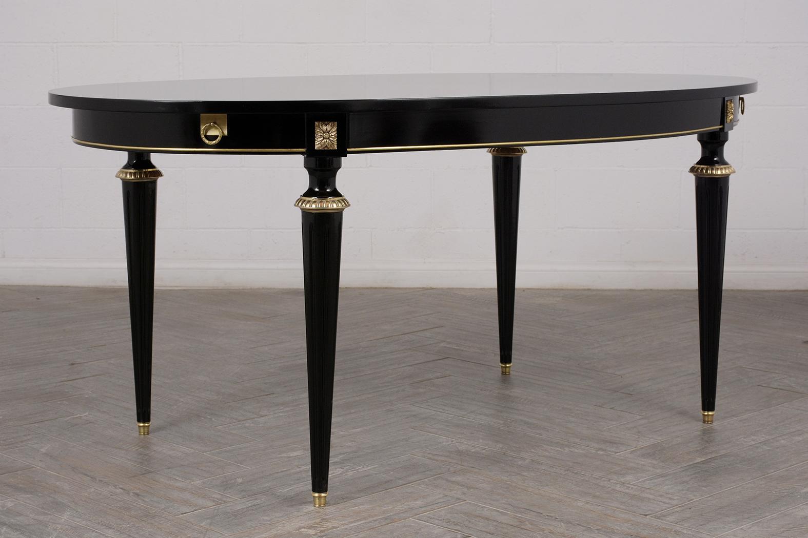 Mid-20th Century French Louis XVI Style Ebonized Oval Dining Table