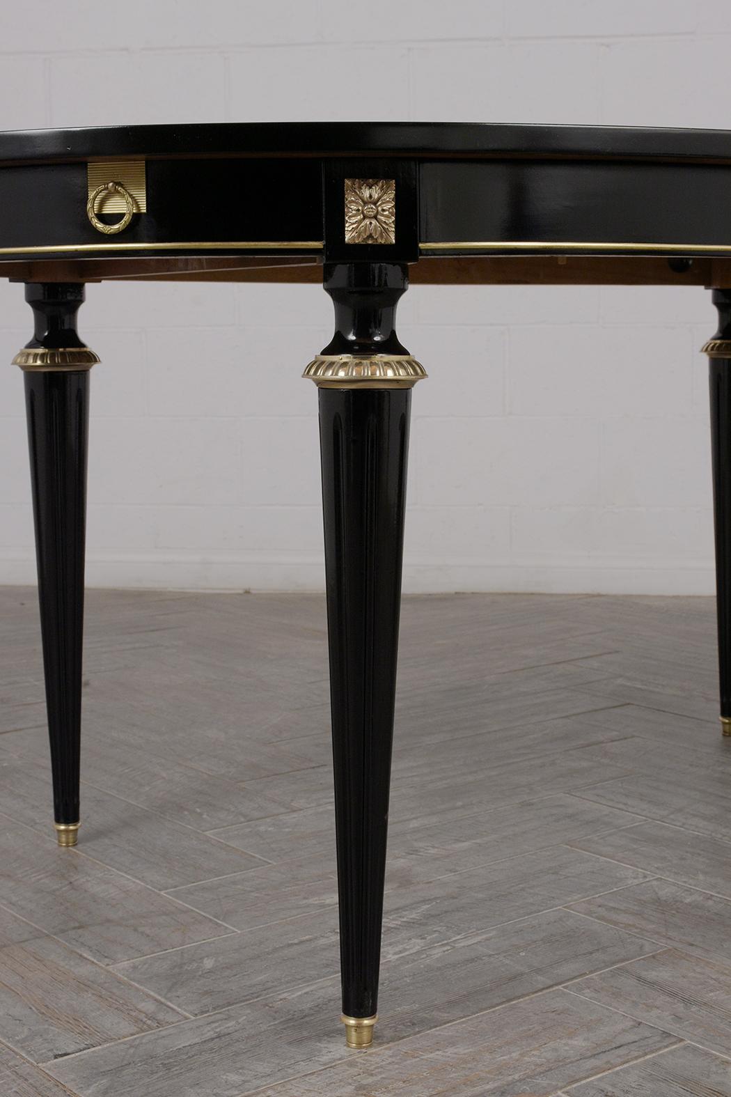 French Louis XVI Style Ebonized Oval Dining Table 3