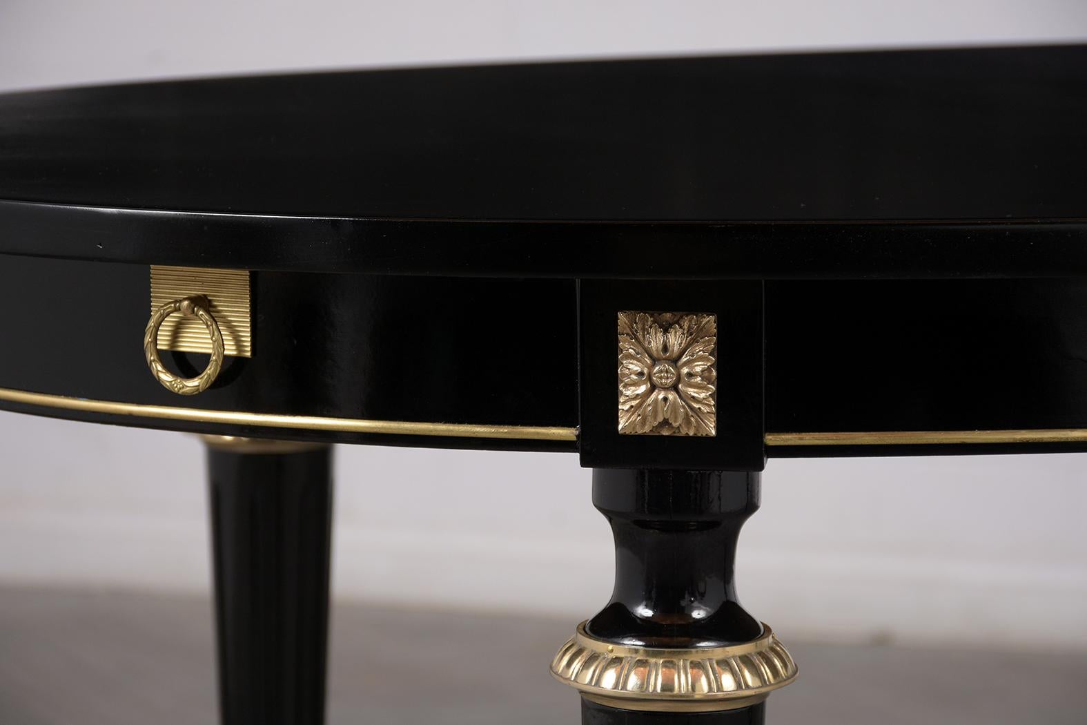 French Louis XVI Style Ebonized Oval Dining Table 4