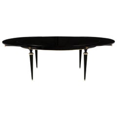 French Louis XVI Style Ebonized Oval Dining Table