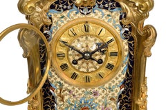 French Louis XVI style enamel mantel clock, C19th