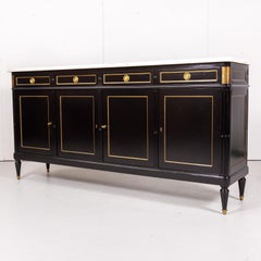 French Louis XVI Style Enfilade Buffet with Hand Applied Ebonized Finish