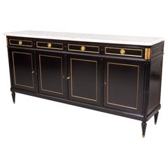 Vintage French Louis XVI Style Enfilade Buffet with Hand Applied Ebonized Finish