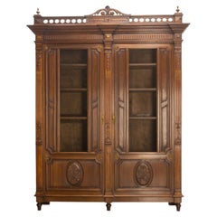 French Louis XVI Style Exotic Wood Wire-Mesh Book Case Armoire C. 1890