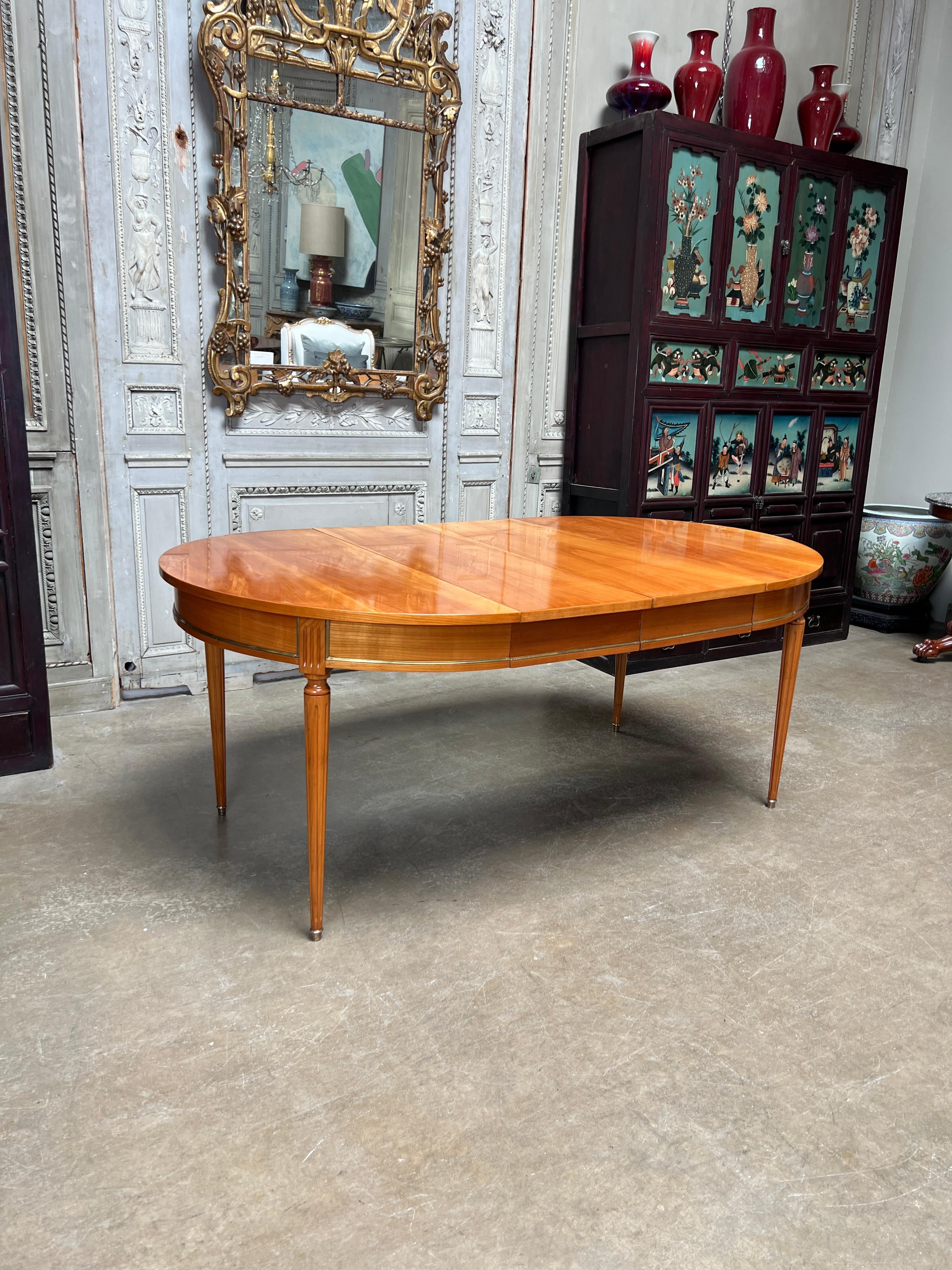 Carved French Louis XVI Style Extension Cherrywood Dining Table