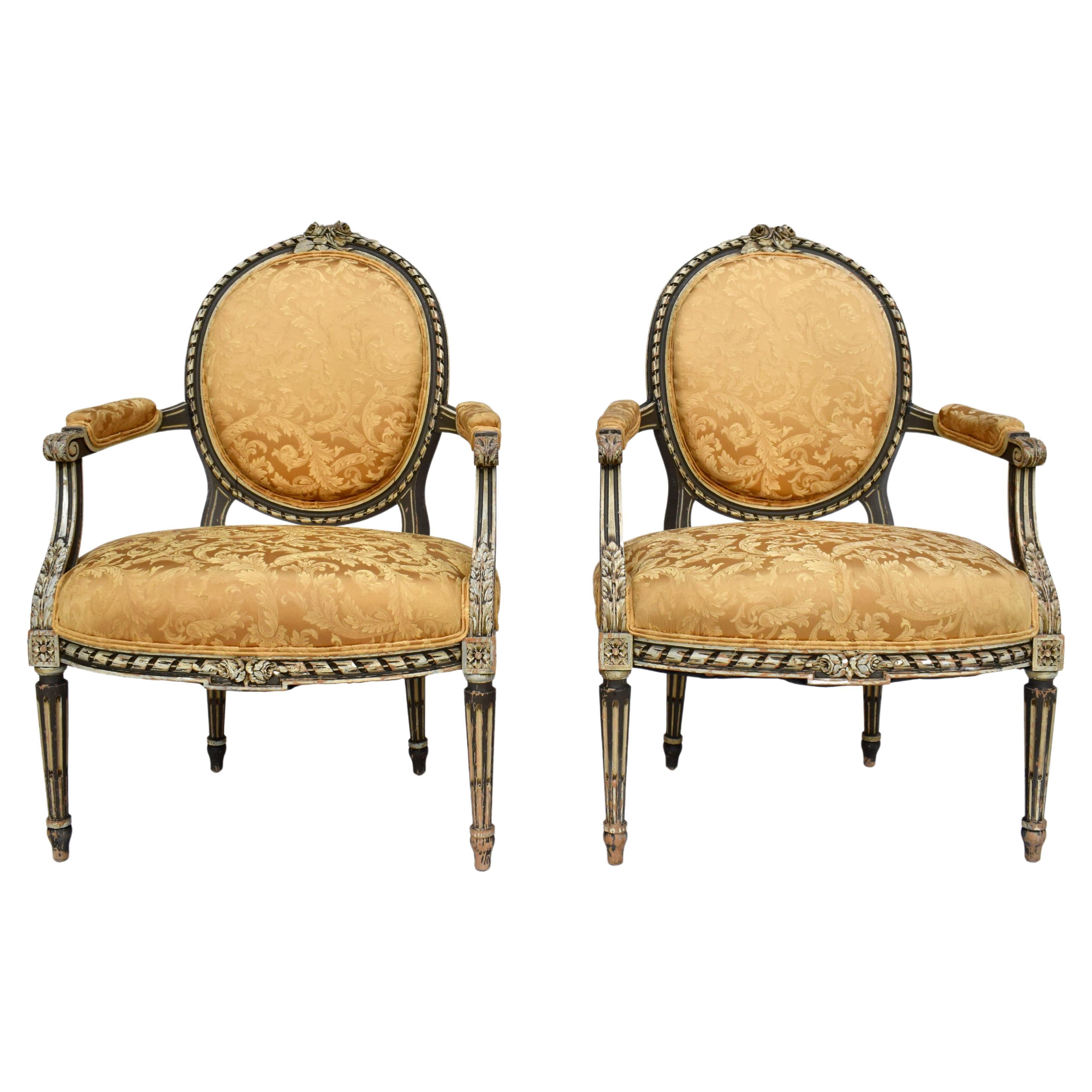 French Louis Xvi Style Fauteuils, Pair