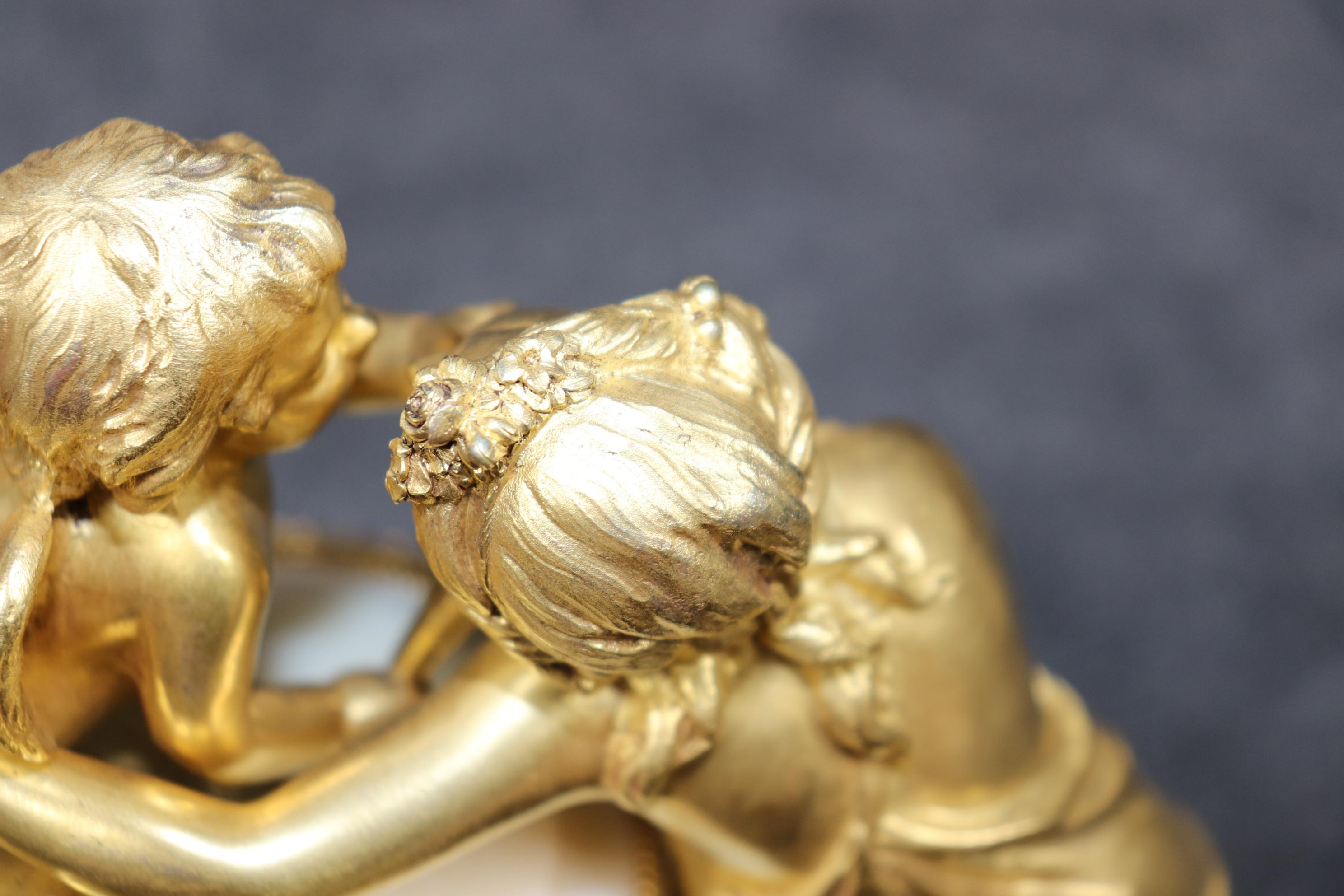 French Louis XVI Style Figural Bronze Ormolu and Marble Clock Set By Planchon 11