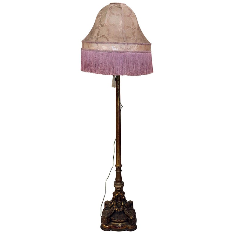 Lampadaire Style Louis XVI En Acajou Sculpté - Design Années 40-60, éclairage Standard