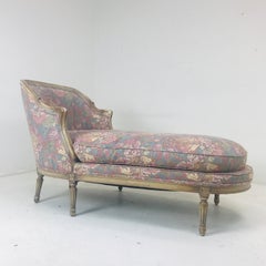 French Louis XVI Style Floral Chaise Lounge