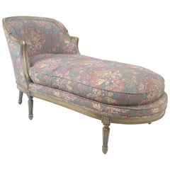 Vintage French Louis XVI Style Floral Chaise Lounge