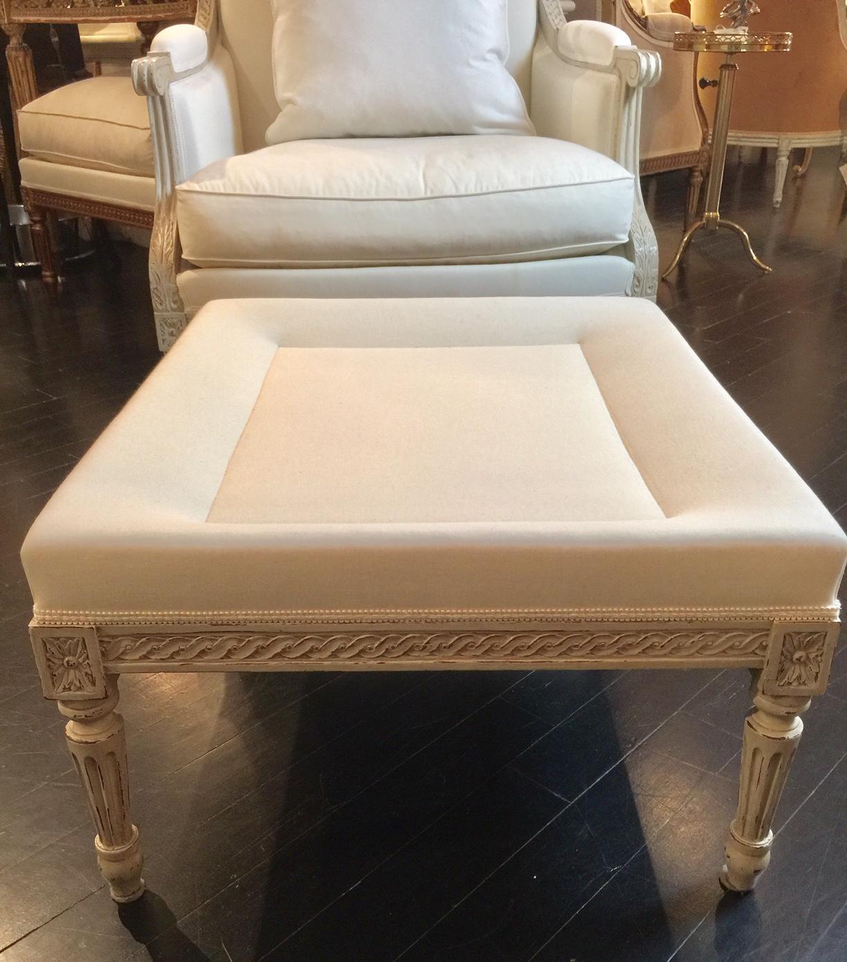 French Louis XVI Style Footstool Repose Pied, Trianon Grey 1