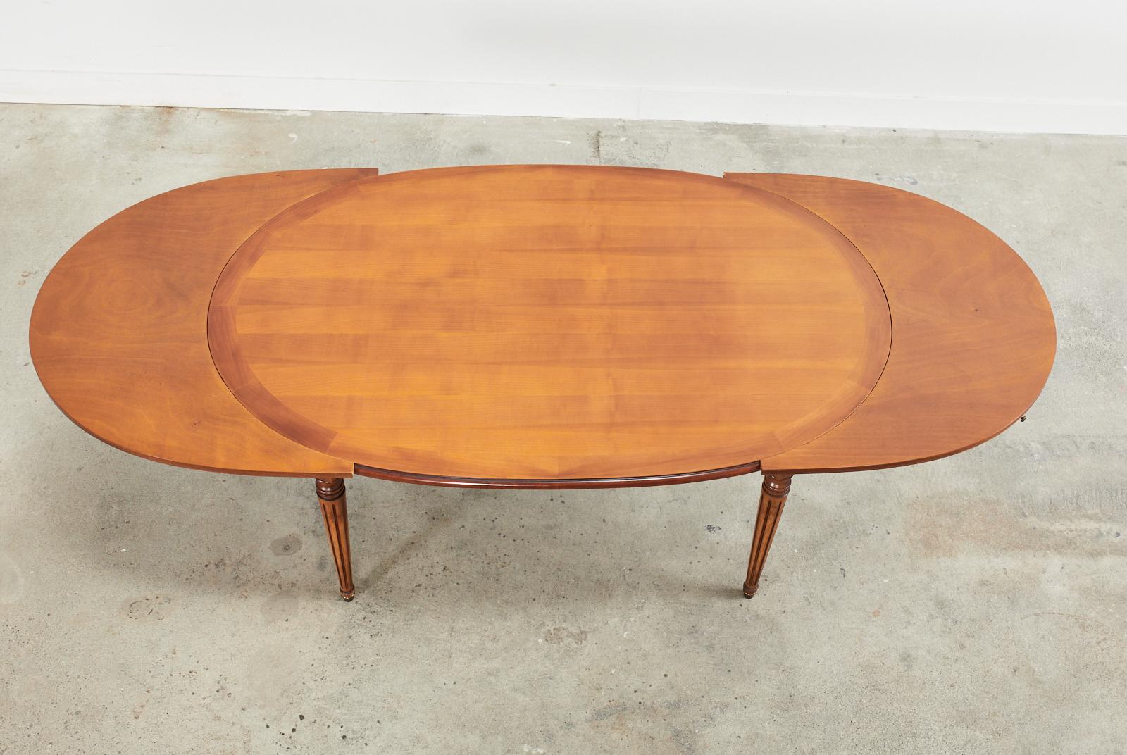 French Louis XVI Style Fruitwood Oval Dining Table with Leaves 5