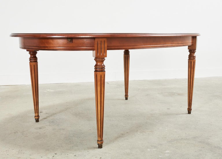 French Louis XVI Style Fruitwood Oval Dining Table with Leaves For Sale 7