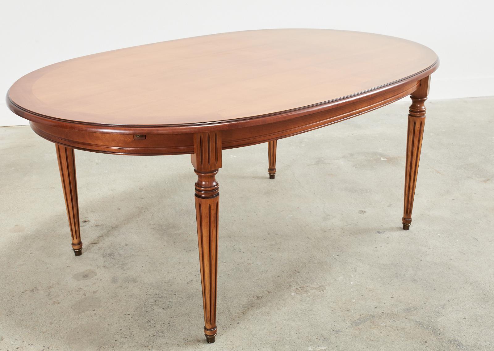 French Louis XVI Style Fruitwood Oval Dining Table with Leaves 8