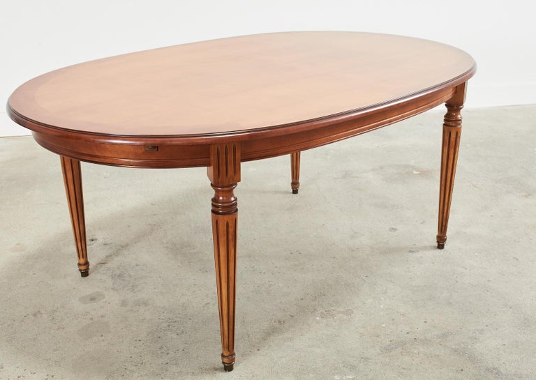 French Louis XVI Style Fruitwood Oval Dining Table with Leaves For Sale 8