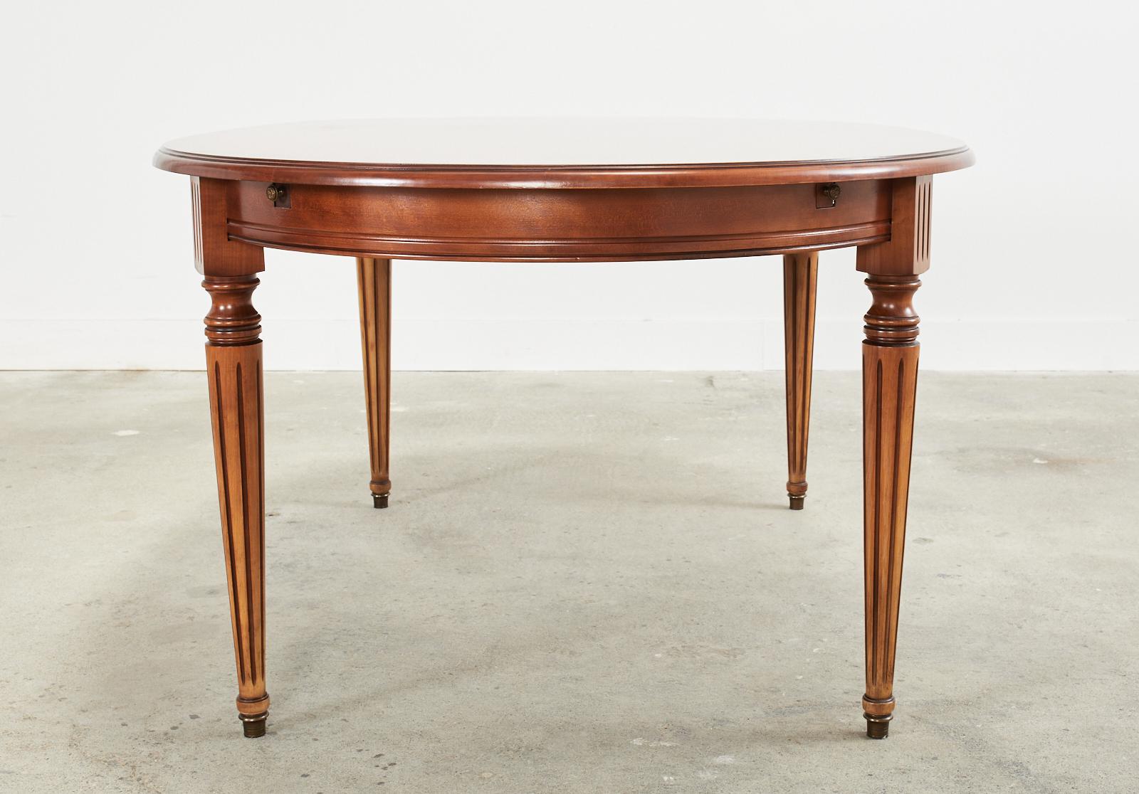 French Louis XVI Style Fruitwood Oval Dining Table with Leaves 9