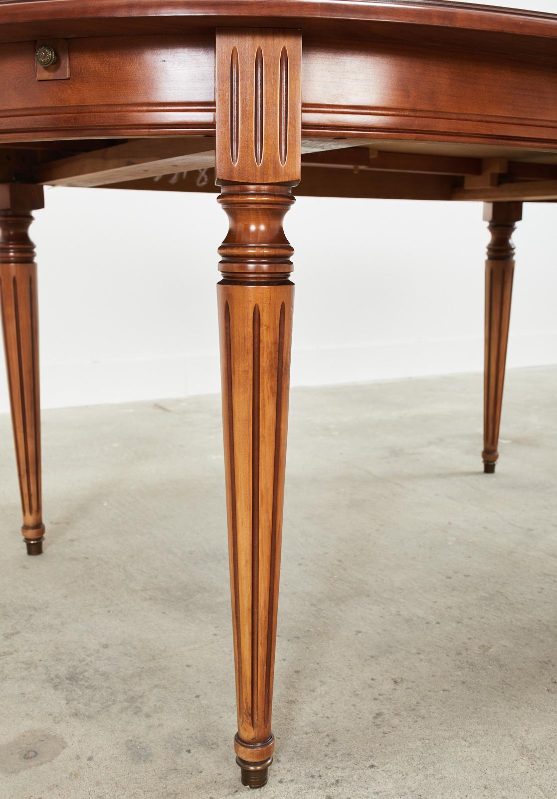 French Louis XVI Style Fruitwood Oval Dining Table with Leaves 1