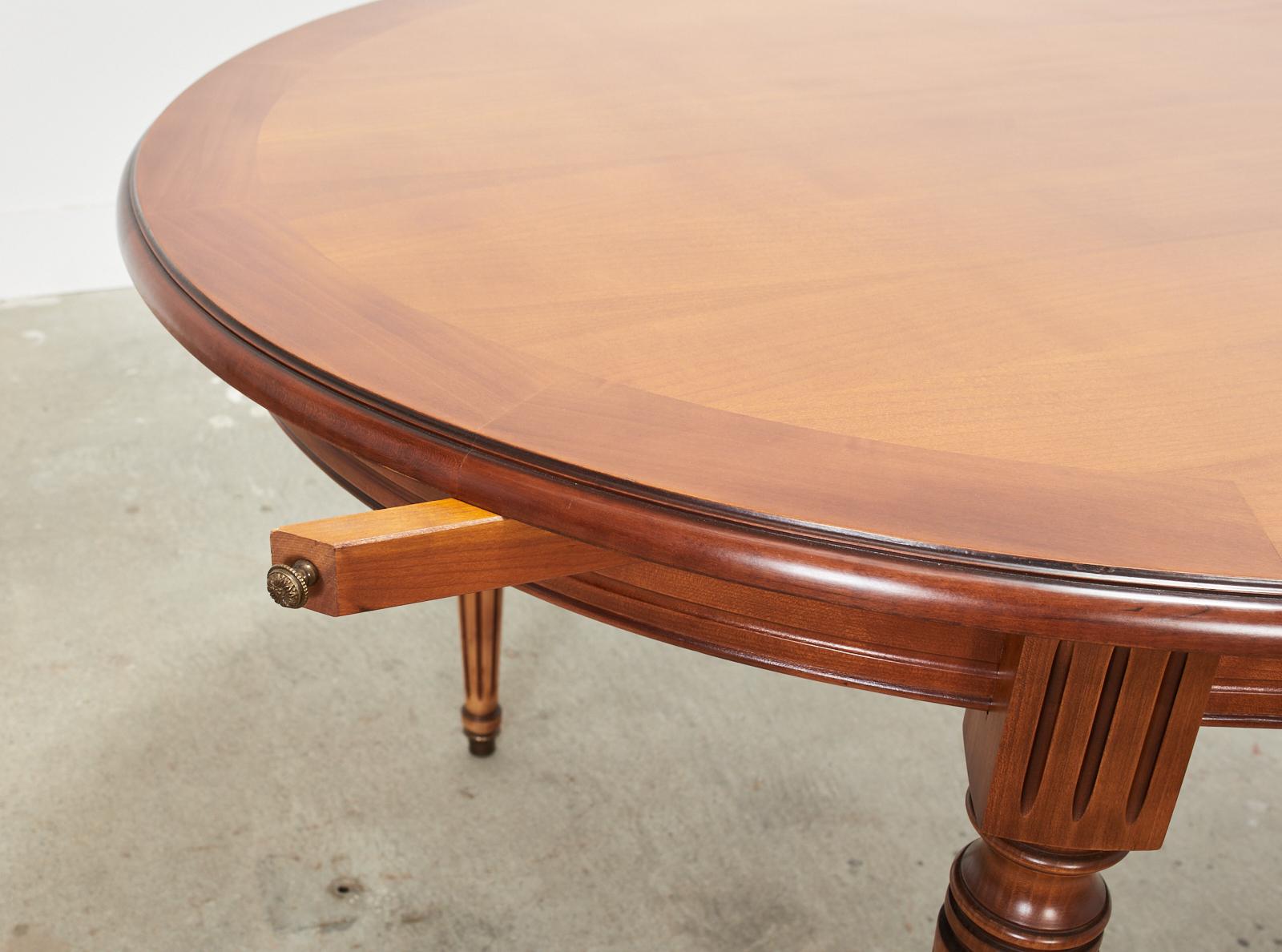 French Louis XVI Style Fruitwood Oval Dining Table with Leaves 2