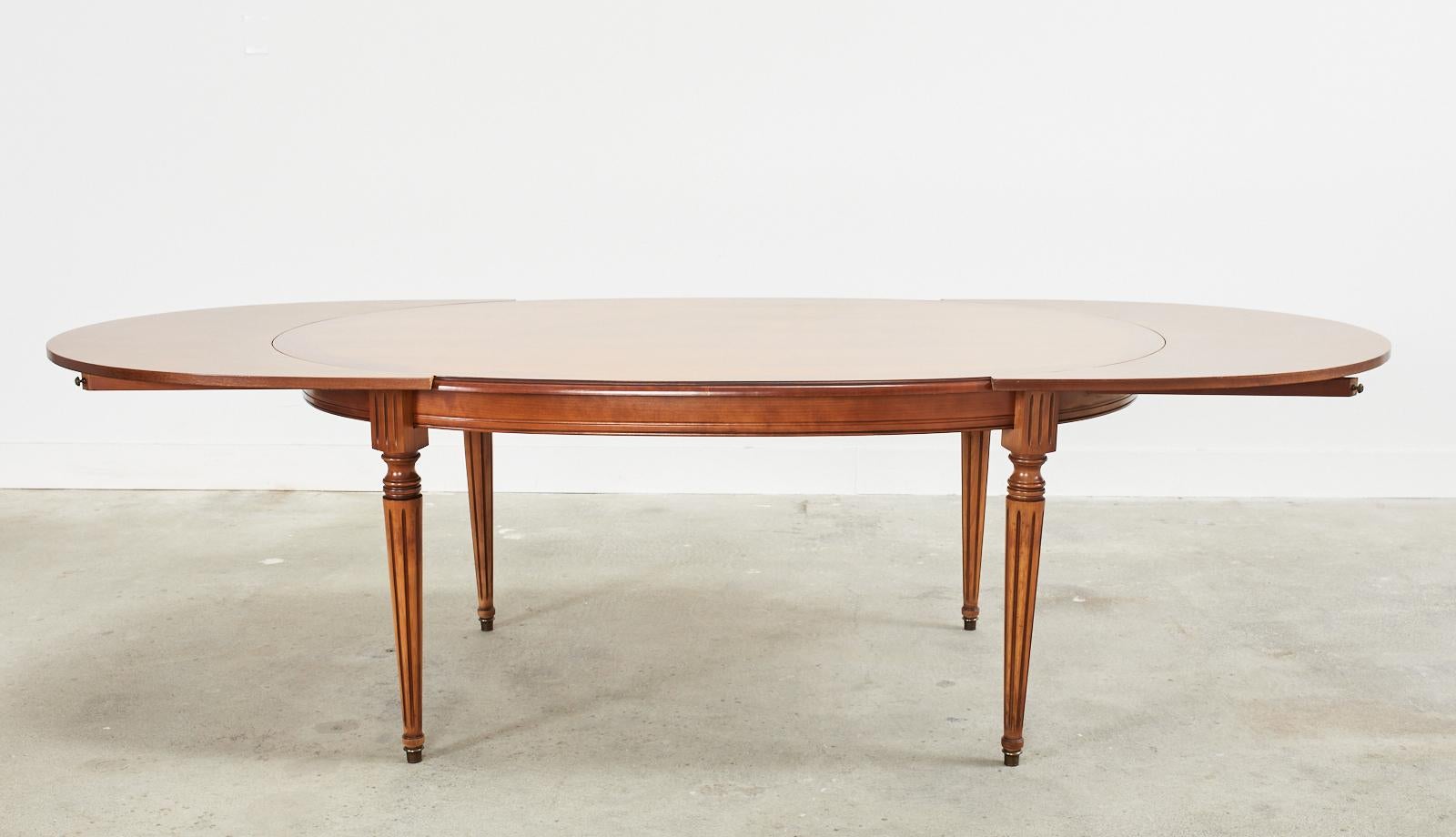 French Louis XVI Style Fruitwood Oval Dining Table with Leaves 3