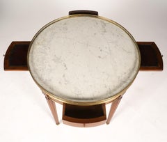 French Louis XVI Style Galleried Marble Top Bouillotte Table, Early 20th C