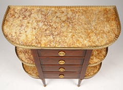 French Louis XVI Style Galleried Marble Top Bronze Mounted Mahogany Server