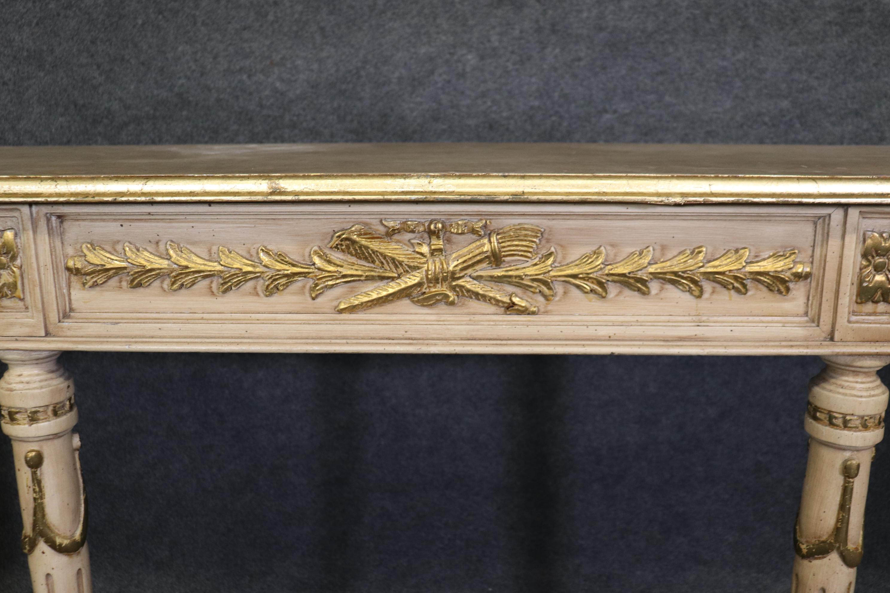Unknown French Louis XVI Style Gilded and Faux Marble Paint Decorated Console Table 