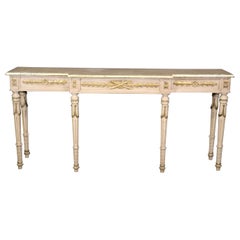 French Louis XVI Style Gilded and Faux Marble Paint Decorated Console Table