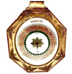 French Louis XVI Style Gilded and Painted Wood Directoire Wall Barometer