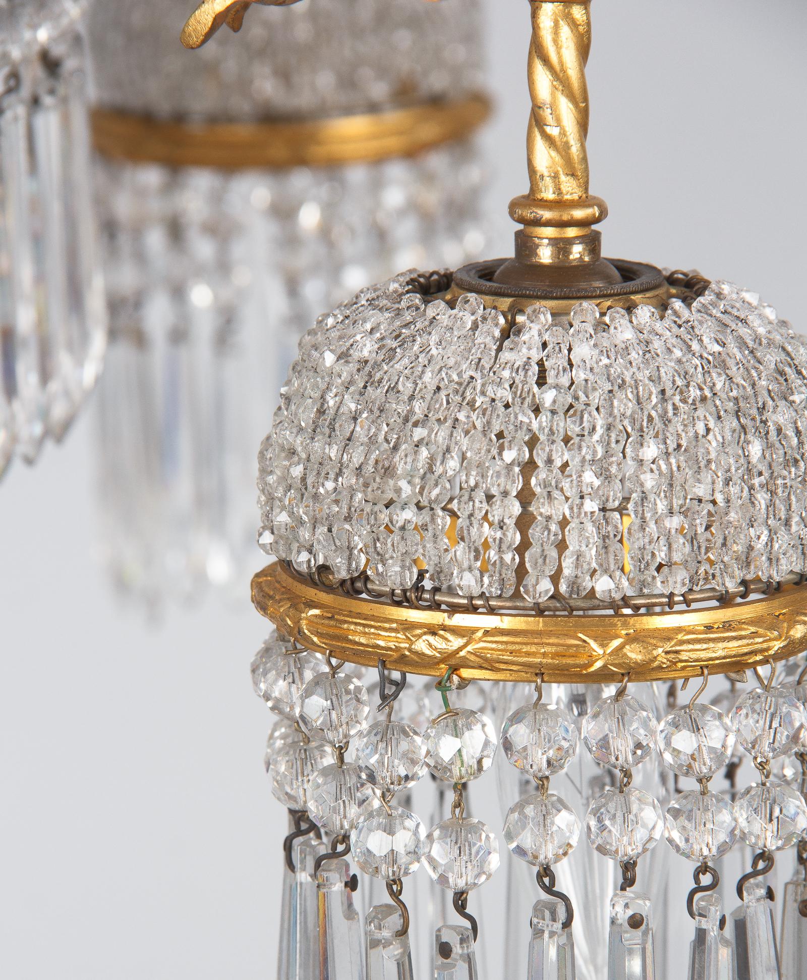 French Louis XVI Style Gilded Bronze and Crystal 5-Light Chandelier, 1900s 10