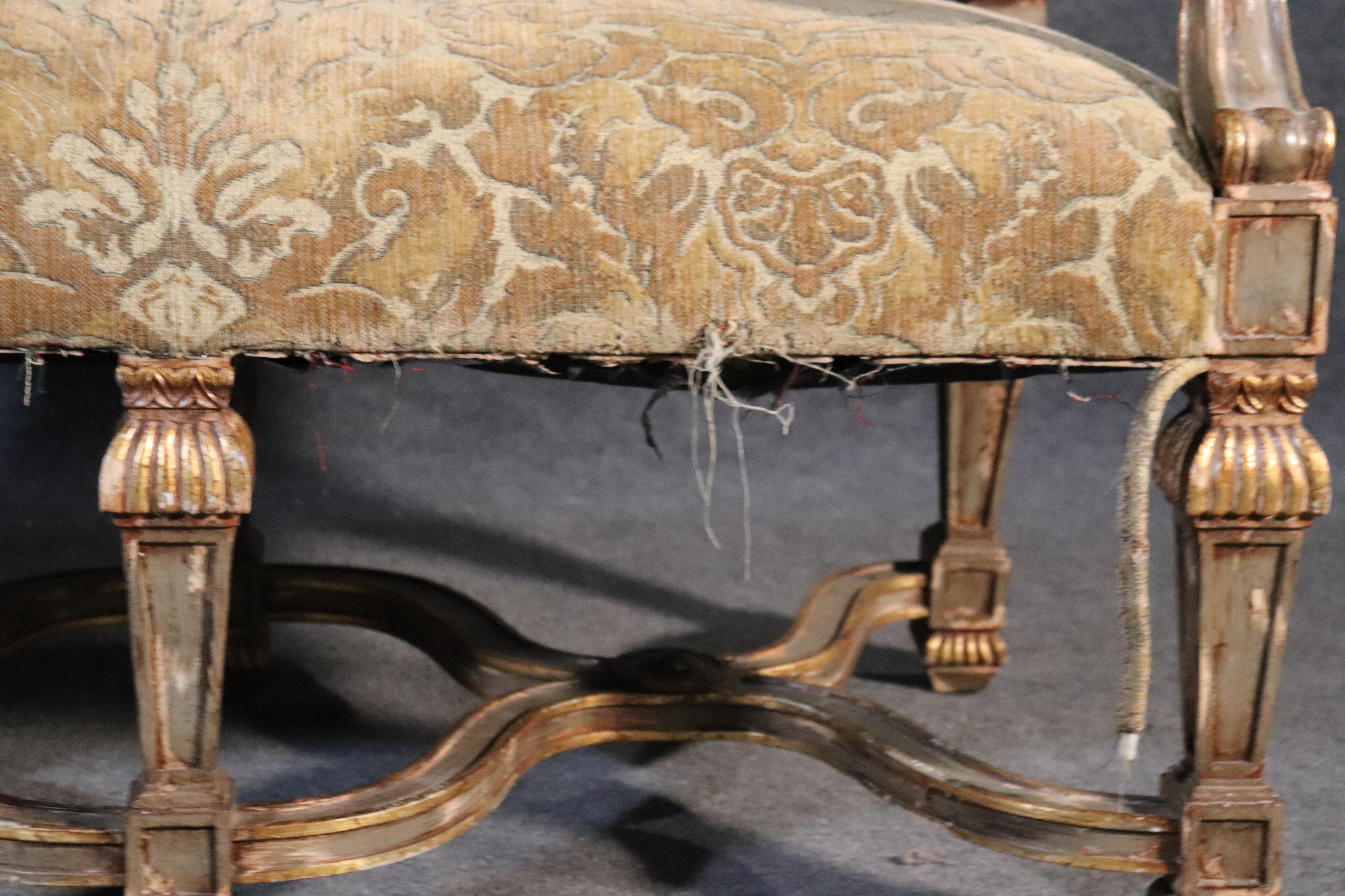French Louis XVI Style Gilded Paint Decorated Settee 2 of 2 Available In Good Condition In Swedesboro, NJ
