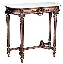 Louis XVI-Style Gilt Console Table with Marble Top, Circa 1850